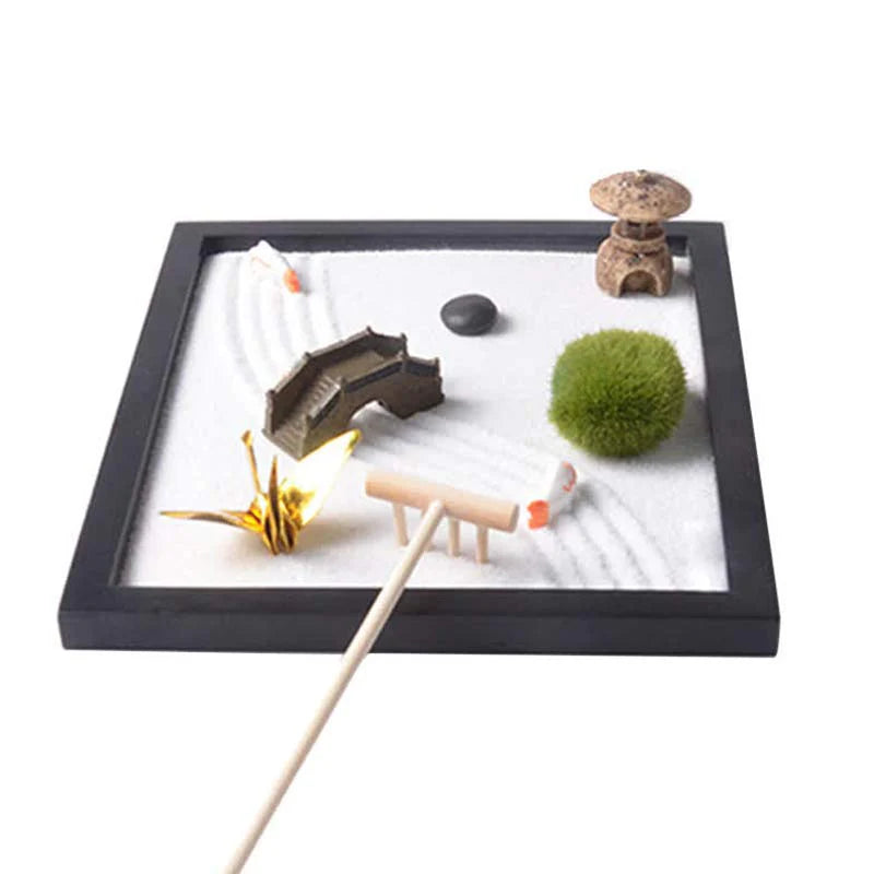 Buddha Stones Koi Fish Small Bridge Grass Landscape Peace Meditation Zen Garden Decoration