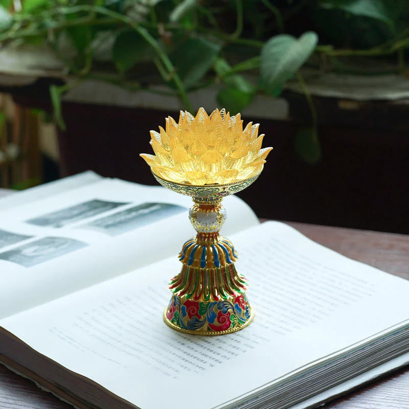 Buddha Stones Lotus Liuli Glass Eight Auspicious Symbols Base Enlightenment Home Decoration