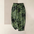 Buddha Stones Pure Cotton Rose Pattern Elastic Waist Drawstring Women's Pants With Pockets