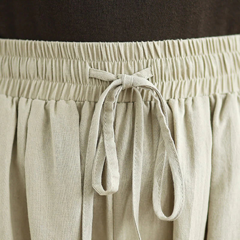 Buddha Stones Casual Straight-leg Women's Cotton Pants With Pockets