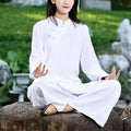 Buddha Stones 2Pcs Plain Long Sleeve Zen Yoga Clothing Meditation Clothing Top Pants Women's Set (Extra 30% Off | USE CODE: FS30)