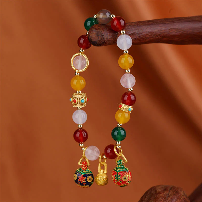 Buddha Stones Gold Swallowing Beast Family Various Agate Crystal Success Bracelet (Extra 35% Off | USE CODE: FS35)