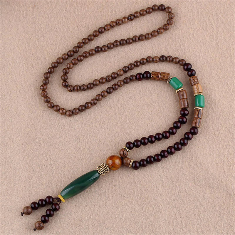 Buddha Stones Tibetan Wenge Wood Bodhi Seed Agate Elephant Protection Necklace Pendant (Extra 40% Off | USE CODE: FS40)