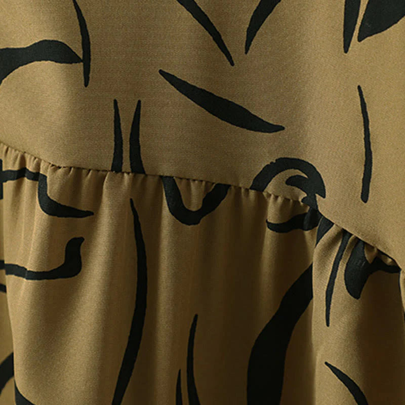 Buddha Stones Spring Fall Stand Collar Line Pattern Long Sleeve Women's Cotton Polyester Shirt
