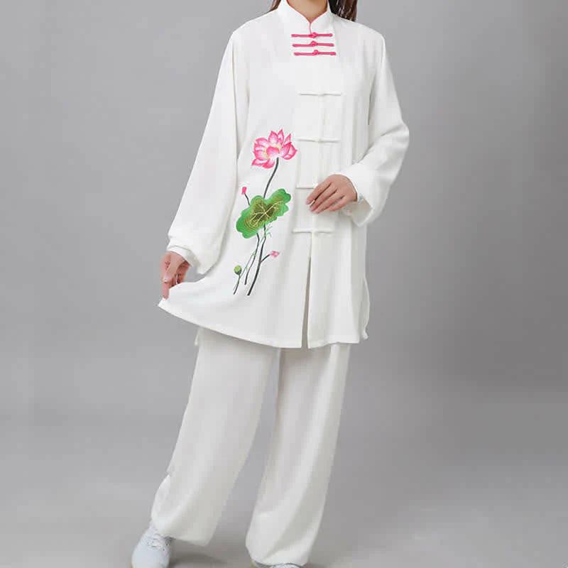 Buddha Stones Lotus Flower Leaf Pattern Tai Chi Meditation Prayer Spiritual Zen Practice Clothing Women's Set (Extra 30% Off | USE CODE: FS30)
