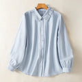 Buddha Stones Casual Women's Long Sleeve Lace Lapel Shirt