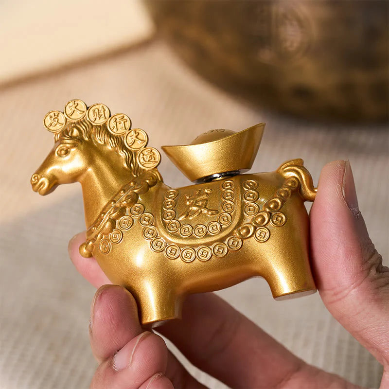 Buddha Stones Hoping You Success and Good Luck Year of the Horse Great Fortune Copper Coins Ingot Alloy Decoration Includes Gift Message Card