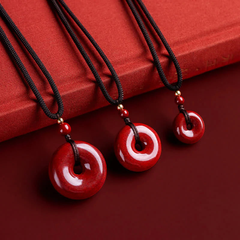 Buddha Stones Cinnabar Peace Buckle Calm Blessing Necklace Pendant (Extra 35% Off | USE CODE: FS35)