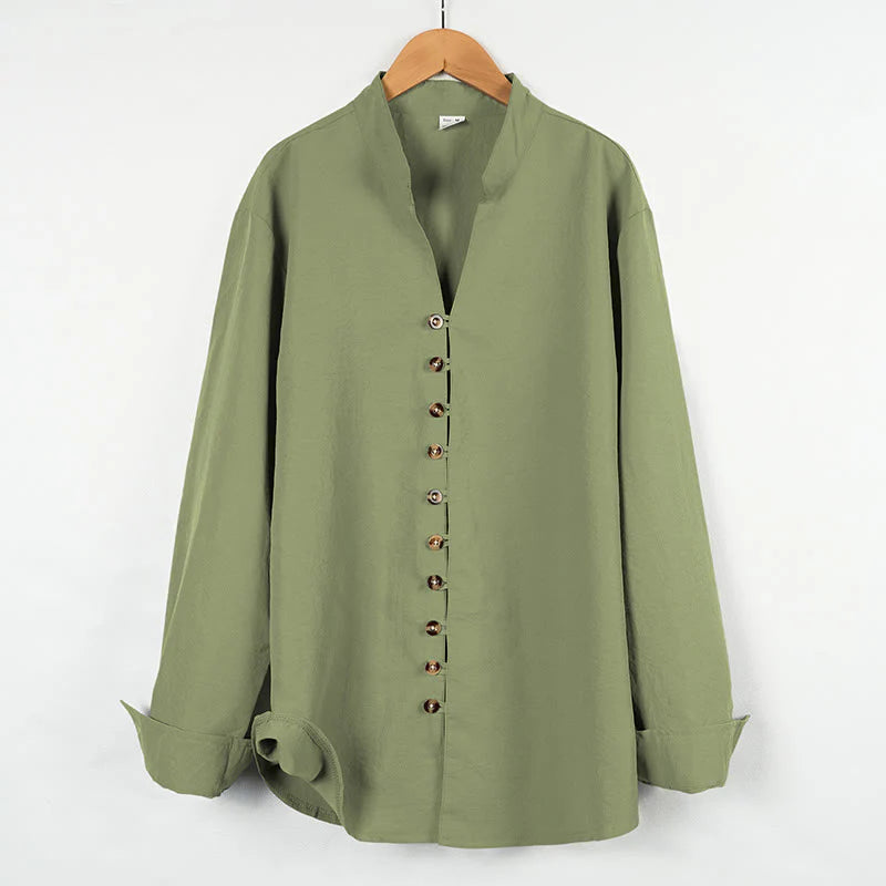 Buddha Stones Solid Color Buttons Fall Long Sleeve Men's Shirt
