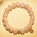 Buddha Stones Tibetan Incense Ash Liuli Glass Bead Lucky Fortune Fu Character Charm Bracelet