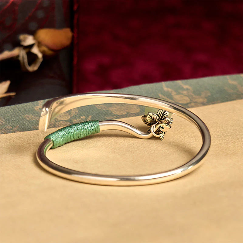 FREE Today: Luck and Healing Copper Alloy Green Bead Charm Cuff Bracelet Bangle