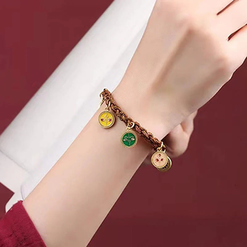 Buddha Stones Tibetan Five God Of Wealth Thangka Luck Braid String Bracelet