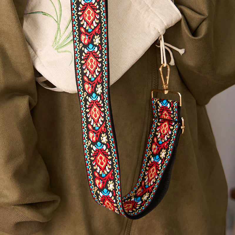 Buddha Stones Bohemian Flower Geometric Stripes Embroidery Adjustable Handbags Crossbody Shoulder Bag Purse Straps Replacement