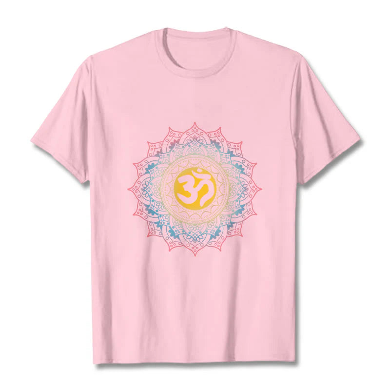 Buddha Stones Color Gradient Mandala OM Pattern Tee T-shirt