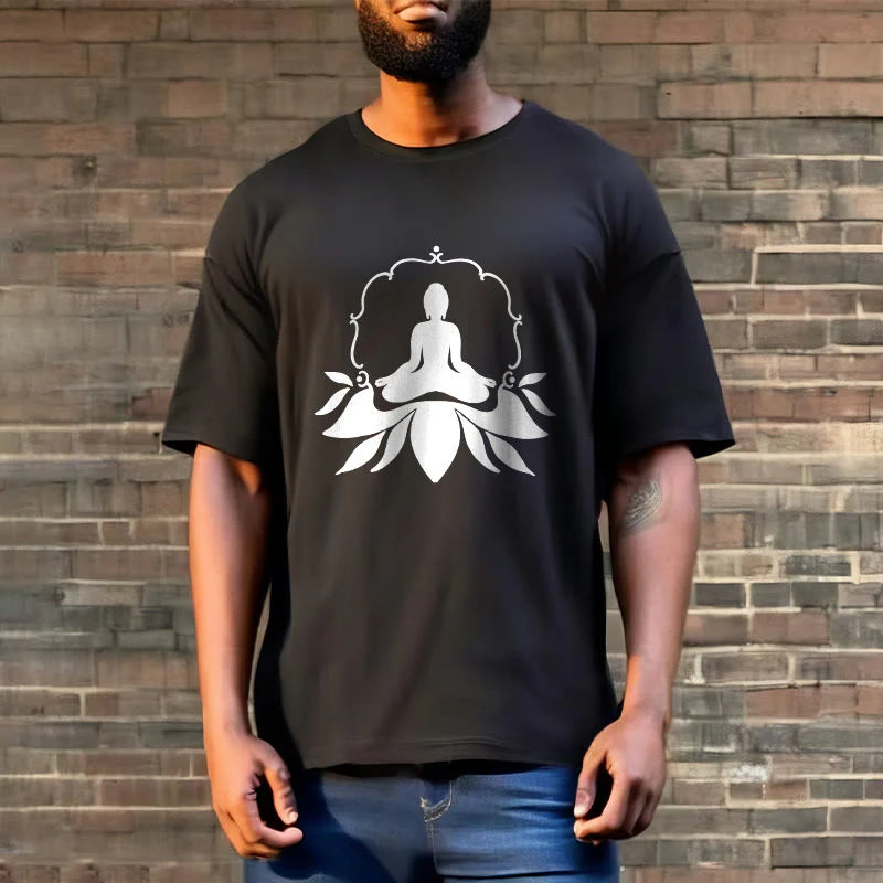 Buddha Stones Meditating Buddha Seated on Grass Tee T-shirt