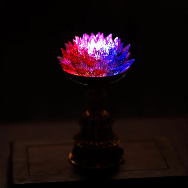 Buddha Stones Lotus Liuli Glass Eight Auspicious Symbols Base Enlightenment Home Decoration