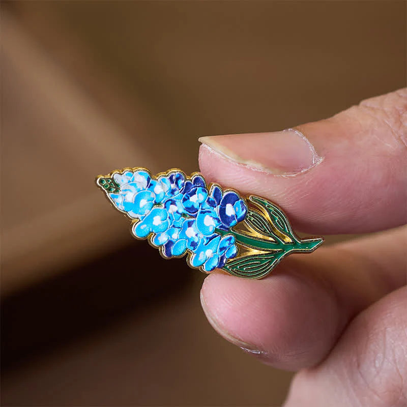 FREE Today: Healing and Luck Small Forget-Me-Not Corn Poppy Lily of the Valley Hydrangea Lupine Copper Brooch