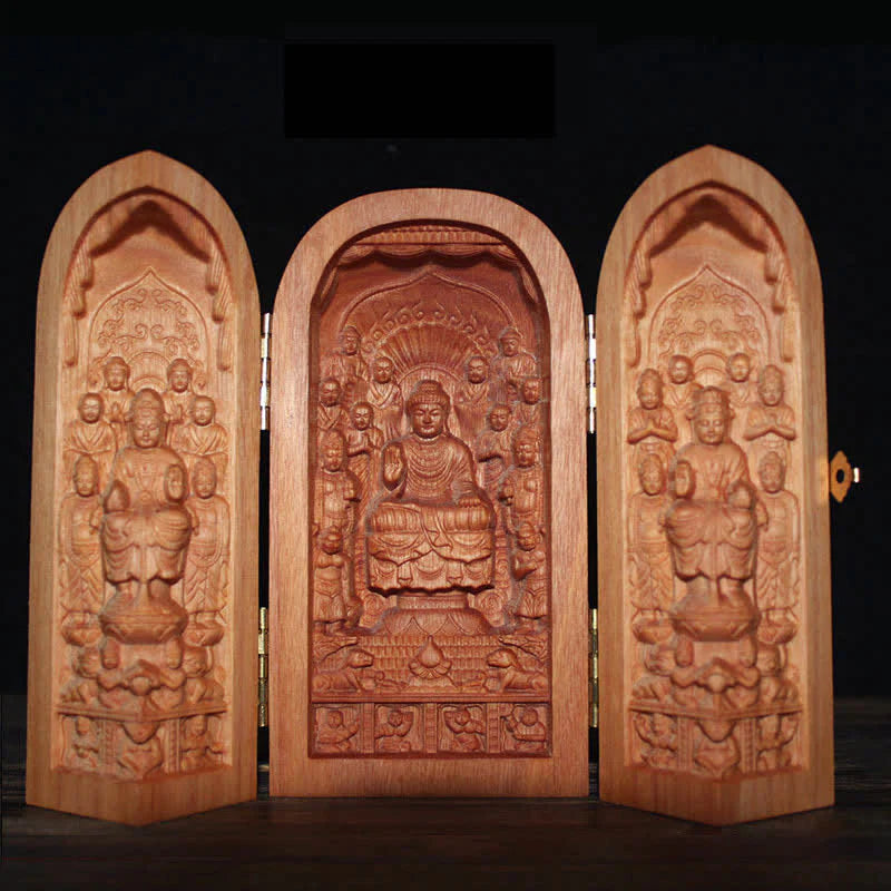 Buddha Stones Avalokitesvara Kwan Yin Buddha Cherry Wood Compassion Home Decoration Altar