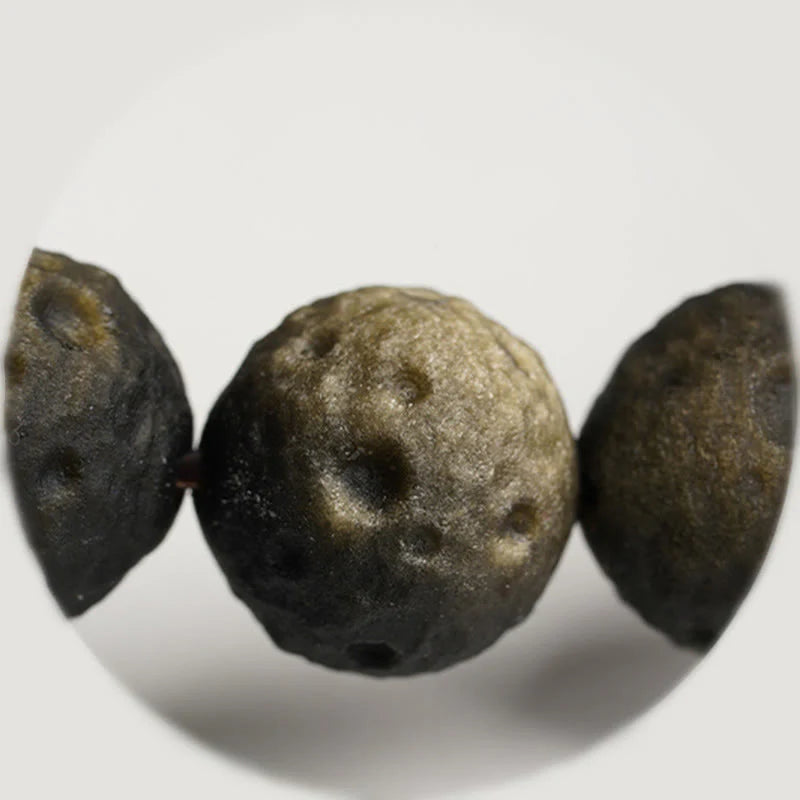 Buddha Stones Natural Silver Sheen Obsidian Gold Sheen Obsidian Round Beads Protection Bracelet