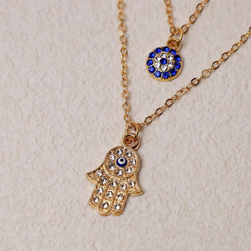 Buddha Stones Evil Eye Hamsa Symbol Blessing Luck Chain Necklace Pendant (Extra 35% Off | USE CODE: FS35)