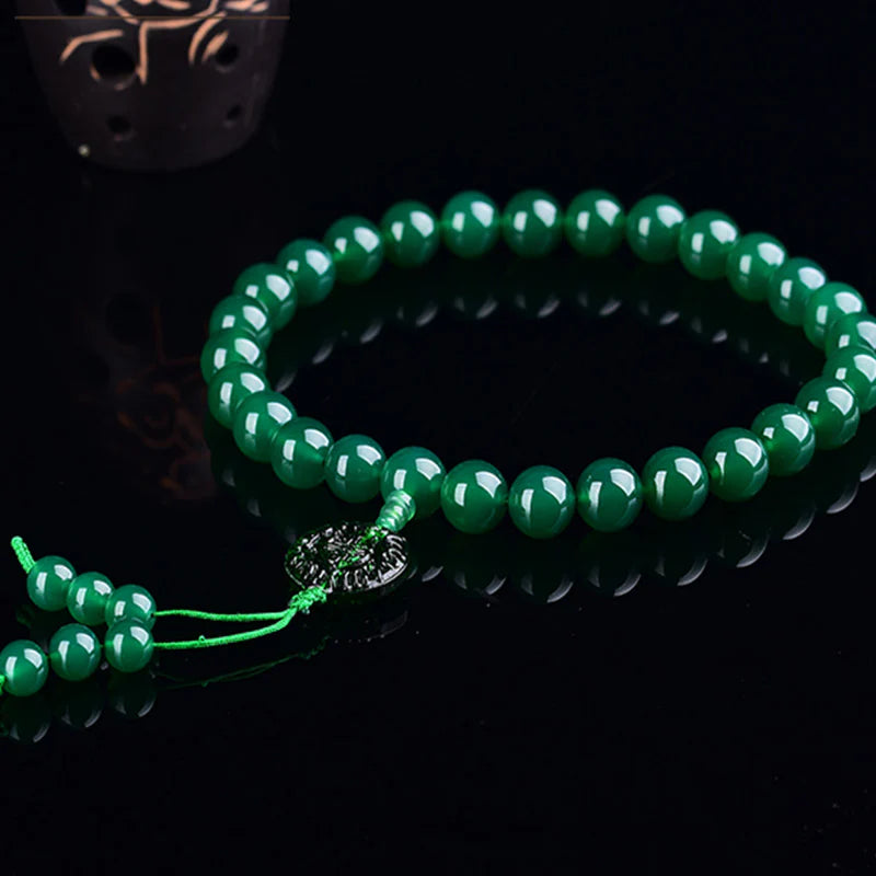 Buddha Stones Natural Green Agate Wrist Mala Manifestation Pocket Mala Car Decoration