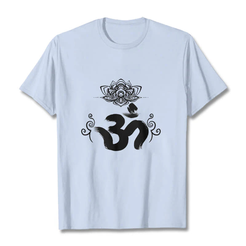 Buddha Stones Om Symbol Sanskrit Floral Tee T-shirt