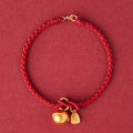Buddha Stones Handmade Fu Character Charm Luck Happiness Bell Red Rope Bracelet