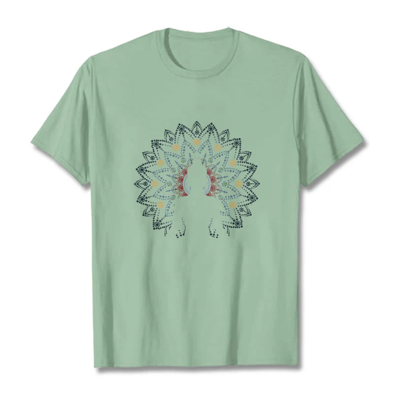 Buddha Stones Mandala Flower Seated Serene Buddha Pattern Tee T-shirt