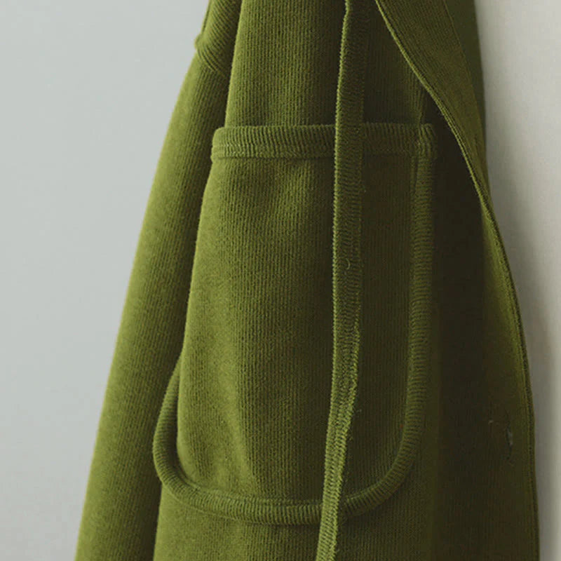 Buddha Stones Solid Color Buttons Down Decorative Pocket Women's Long Sleeve Cardigan
