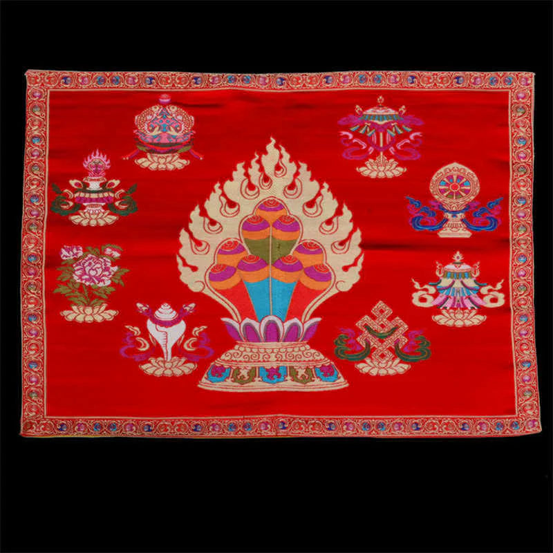 Buddha Stones Prayer Altar Mat Healing Meditation 8 Auspicious Symbols Mat