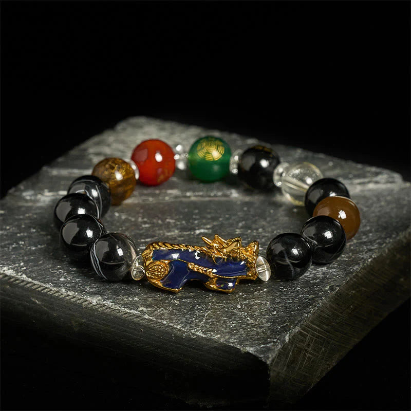 Buddha Stones Sardonyx Beads Five Elements Change Color Pi Xiu Positive Bracelet
