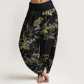 Buddha Stones Pure Cotton Pine Bamboo Plum Pattern Women's Elastic Waist Harem Pants
