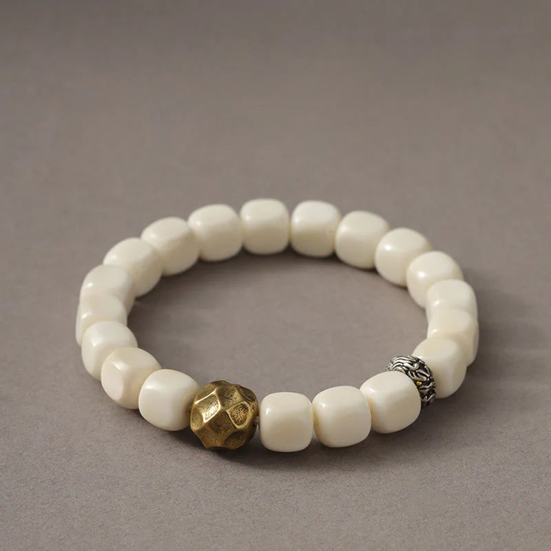 Buddha Stones Bodhi Seed Hammered Copper Brass Calm Bracelet