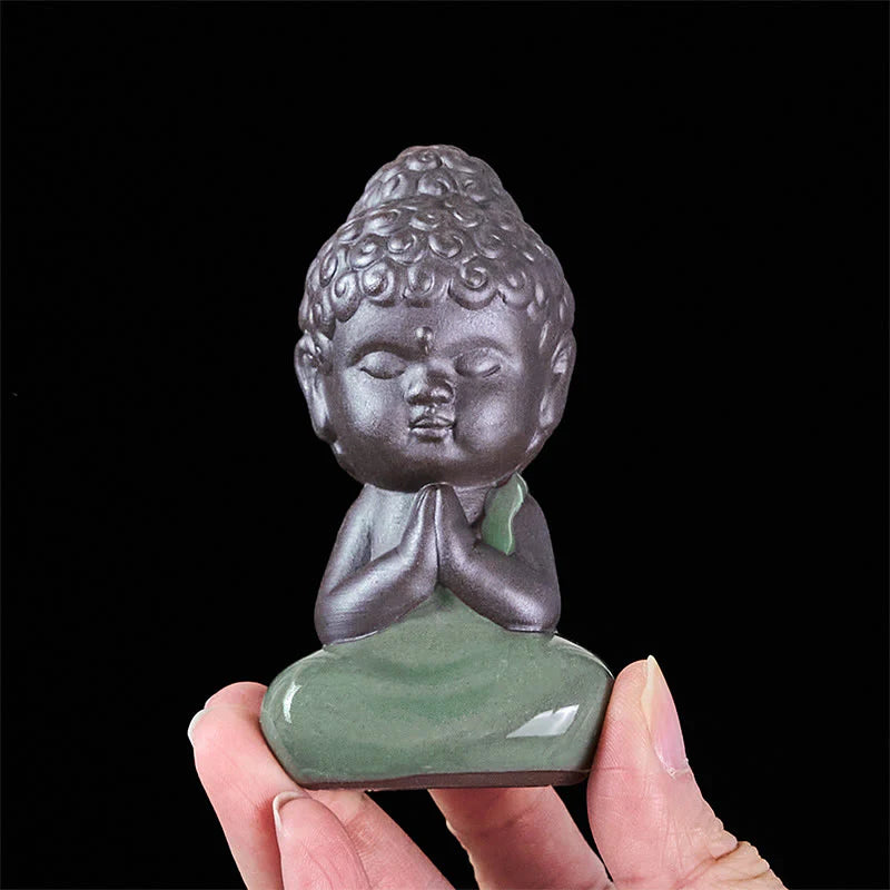 Buddha Stones Prayer Meditation Resting Monk Ceramic Statue Serenity Home Decoration