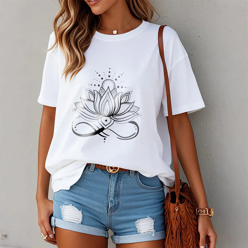 Buddha Stones Lotus Flower Sun Design Tee T-shirt