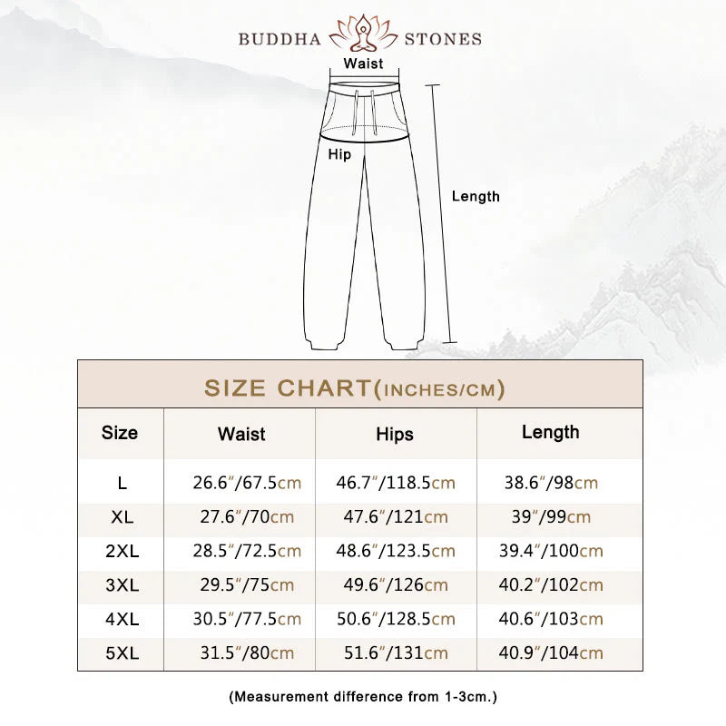 Buddha Stones Simple Drawstring Design Linen Men's Pants With Pockets
