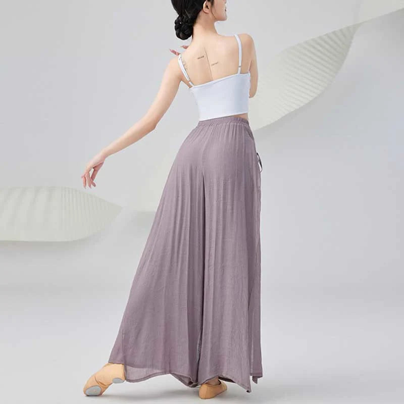 Buddha Stones Solid Color Loose Cotton Linen Wide Leg Pants For Yoga Classical Dance (Extra 35% Off | USE CODE: FS35)