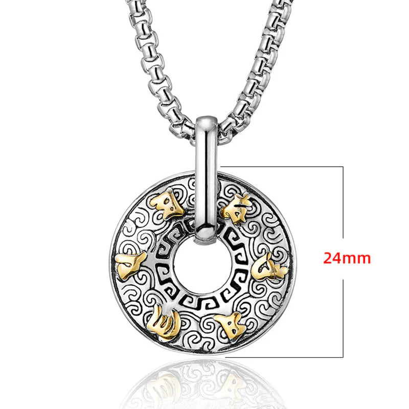 Buddha Stones Tibetan Om Mani Padme Hum Peace Buckle Creativity Necklace Pendant