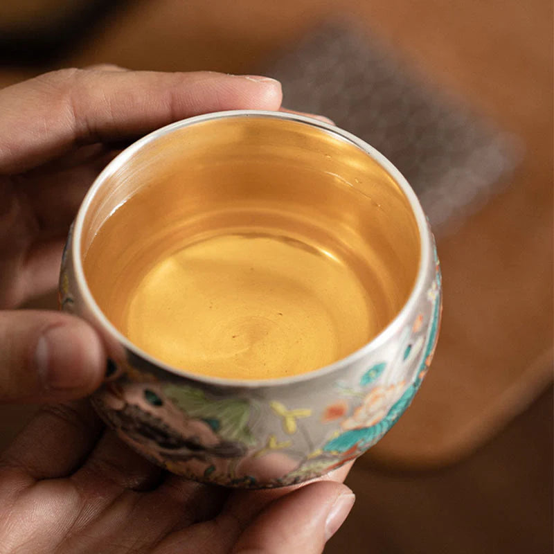 Buddha Stones Fish Lotus Seaweed Valley Mountains Pine Tree Dragon Teacup Kung Fu Tea Cup With Gift Box