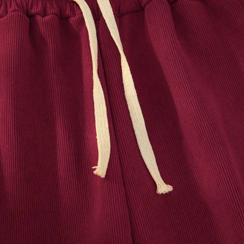 Buddha Stones Women's Patchwork Cotton Corduroy Fleece-Lined Wide Leg Pants With Pockets