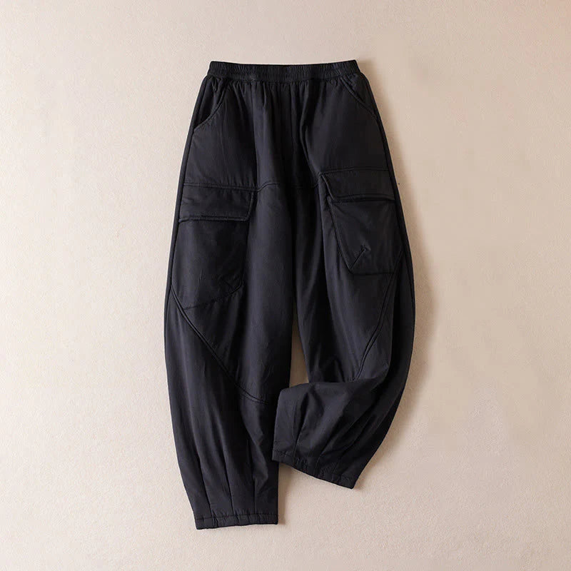 Buddha Stones Plain Women's Harem Thick Pants With Pockets