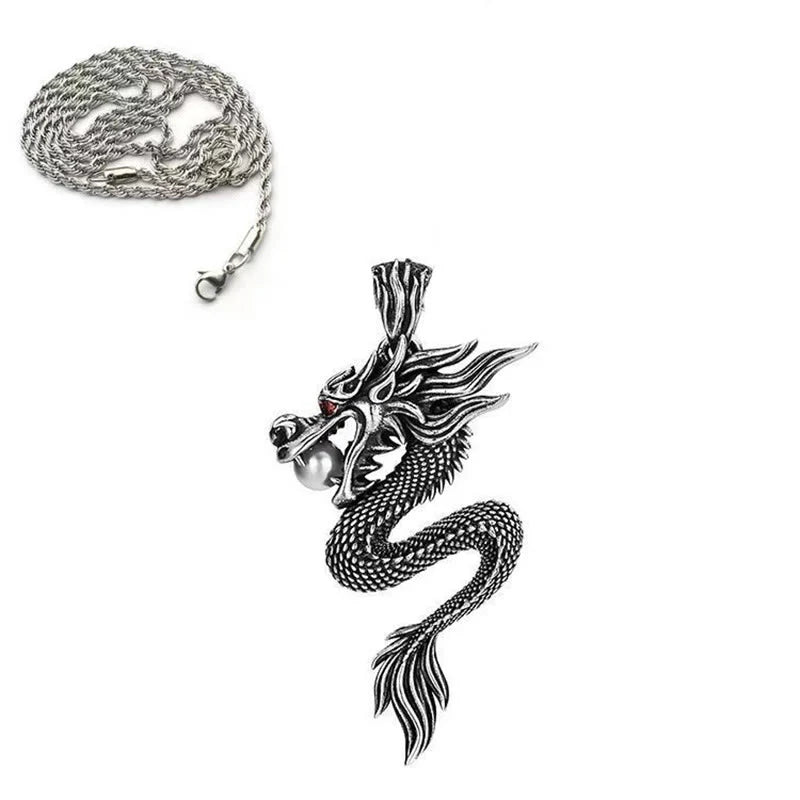 Buddha Stones Dragon Copper Balance Luck Necklace Pendant