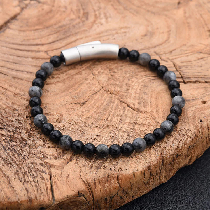 Buddha Stones Turquoise Black Glitter Stone Tiger Eye Positive Bracelet