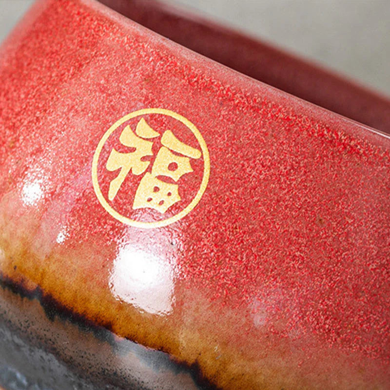 Buddha Stones Hand Painted Fu Character Ceramic Teacup Kung Fu Tea Cup With Gift Box