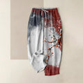 Buddha Stones Pure Cotton Plum Blossom Snow Pattern Women's Elastic Waist Pants With Pockets