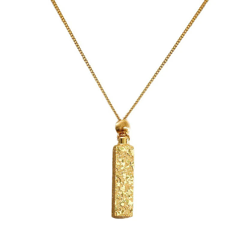 Buddha Stones Rectangular Texture Design Copper Chain Luck Necklace Pendant