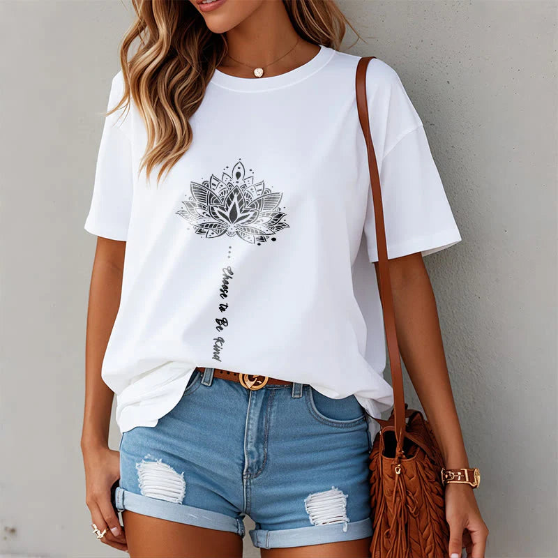 Buddha Stones Choose To Be Kind Geometric Flower Tee T-shirt