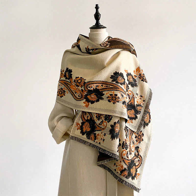 Buddha Stones Fall Cashew Flower Vines Pattern Warm Cozy Scarf Shawl