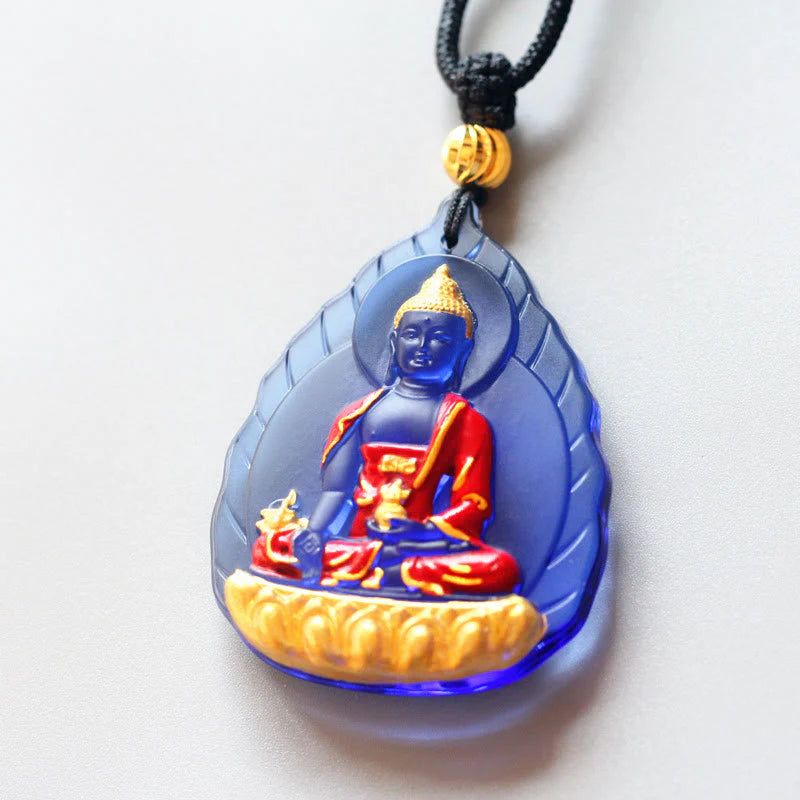 Buddha Stones Tibet Medicine Buddha Liuli Crystal Compassion Necklace Pendant (Extra 35% Off | USE CODE: FS35)