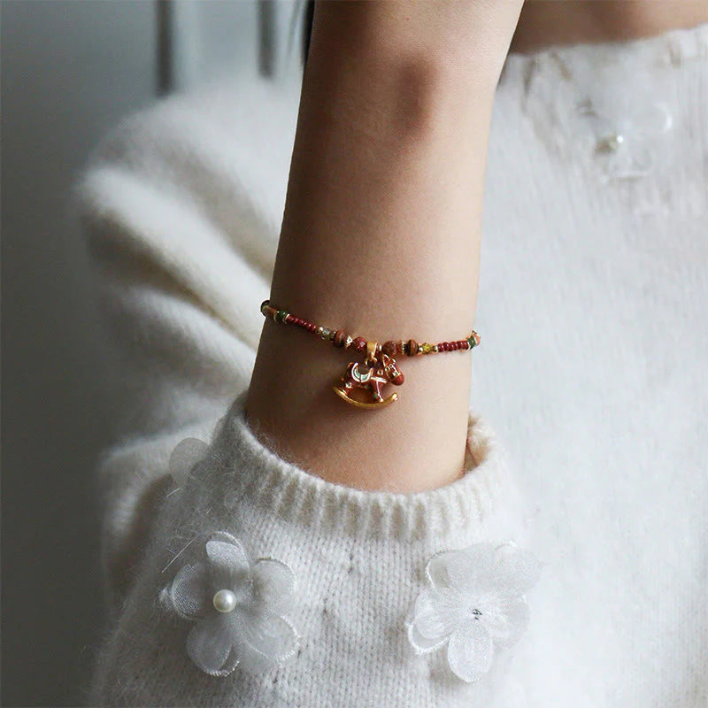 Buddha Stones Year Of The Horse Oil Dripping Copper Various Beeds Grace Bracelet